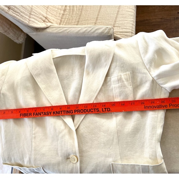 RALPH LAUREN BLUE LABEL Ivory Linen Single Button Blazer - Made In Italy - 12 - Picture 9 of 13